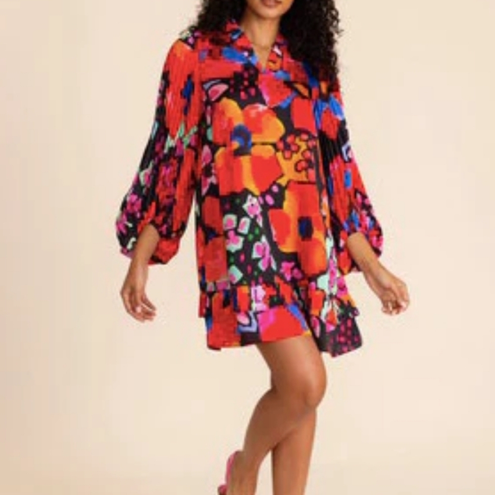 Alden Adair Liza Oversize Mini Dress Floral XS Garden Statement Art to Wear Bold